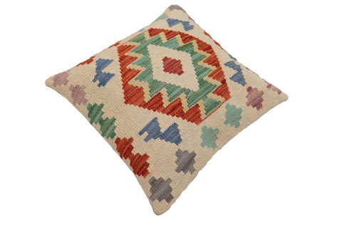 handmade Traditional Pillow Beige Rust Hand-Woven SQUARE 100% WOOL Hand woven turkish pillow2 x 2