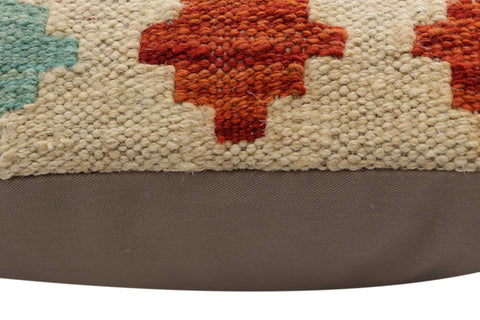 handmade Traditional Pillow Beige Rust Hand-Woven SQUARE 100% WOOL Hand woven turkish pillow2 x 2