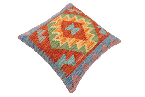 handmade Traditional Pillow Rust Blue Hand-Woven SQUARE 100% WOOL Hand woven turkish pillow2 x 2