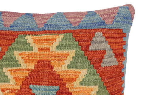 handmade Traditional Pillow Rust Blue Hand-Woven SQUARE 100% WOOL Hand woven turkish pillow2 x 2