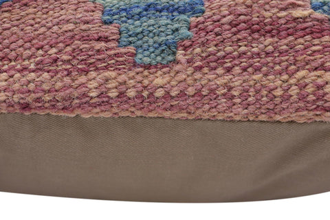 handmade Traditional Pillow Rust Blue Hand-Woven SQUARE 100% WOOL Hand woven turkish pillow2 x 2