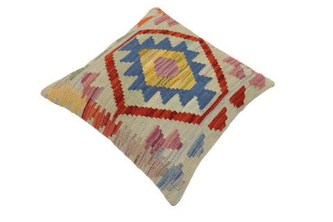 handmade Traditional Pillow Blue Rust Hand-Woven SQUARE 100% WOOL Hand woven turkish pillow2 x 2