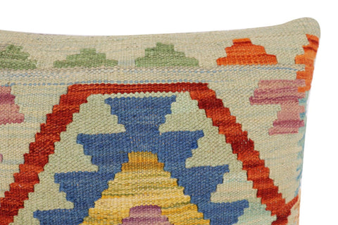 handmade Traditional Pillow Blue Rust Hand-Woven SQUARE 100% WOOL Hand woven turkish pillow2 x 2
