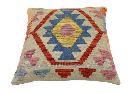 handmade Traditional Pillow Blue Rust Hand-Woven SQUARE 100% WOOL Hand woven turkish pillow2 x 2