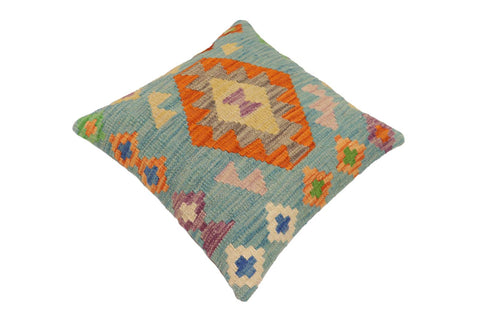 handmade Traditional Pillow Blue Rust Hand-Woven SQUARE 100% WOOL Hand woven turkish pillow2 x 2