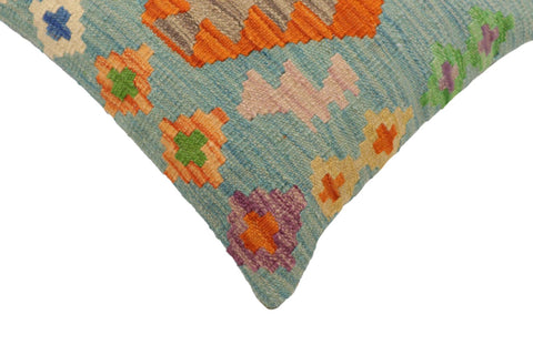 handmade Traditional Pillow Blue Rust Hand-Woven SQUARE 100% WOOL Hand woven turkish pillow2 x 2
