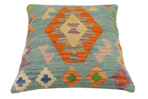 handmade Traditional Pillow Blue Rust Hand-Woven SQUARE 100% WOOL Hand woven turkish pillow2 x 2