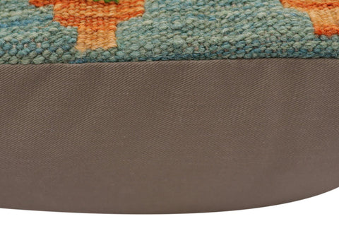 handmade Traditional Pillow Blue Rust Hand-Woven SQUARE 100% WOOL Hand woven turkish pillow2 x 2