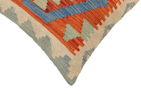 handmade Traditional Pillow Rust Blue Hand-Woven SQUARE 100% WOOL Hand woven turkish pillow2 x 2