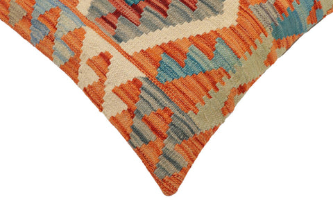 handmade Traditional Pillow Rust Blue Hand-Woven SQUARE 100% WOOL Hand woven turkish pillow2 x 2