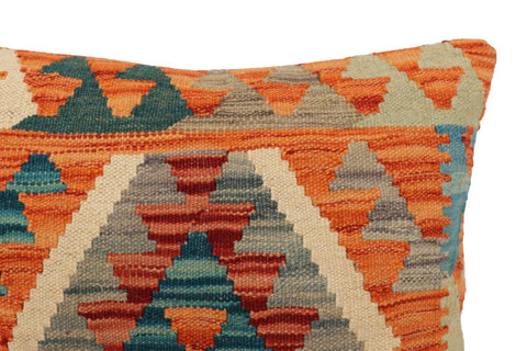 handmade Traditional Pillow Rust Blue Hand-Woven SQUARE 100% WOOL Hand woven turkish pillow2 x 2