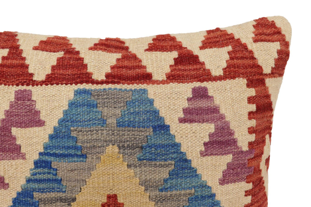 handmade Traditional Pillow Beige Red Hand-Woven SQUARE 100% WOOL Hand woven turkish pillow2' x 2'