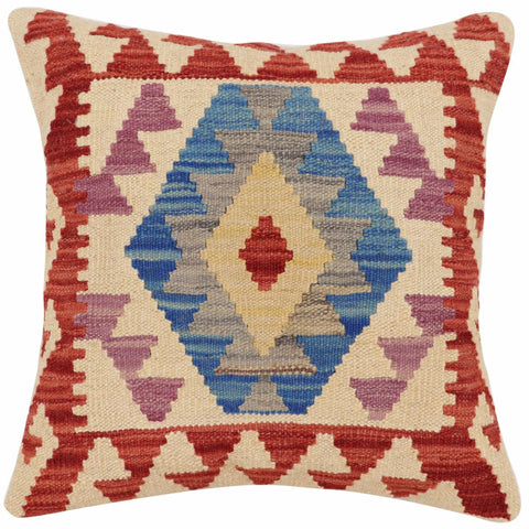 handmade Traditional Pillow Beige Red Hand-Woven SQUARE 100% WOOL Hand woven turkish pillow2 x 2