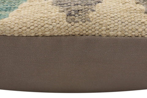 handmade Traditional Pillow Beige Blue Hand-Woven SQUARE 100% WOOL Hand woven turkish pillow2 x 2