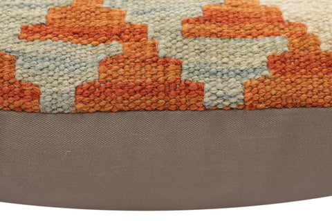 handmade Traditional Pillow Rust Blue Hand-Woven SQUARE 100% WOOL  Hand woven turkish pillow  2 x 2