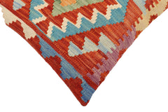 handmade Traditional Pillow Rust Blue Hand-Woven SQUARE 100% WOOL Hand woven turkish pillow2' x 2'