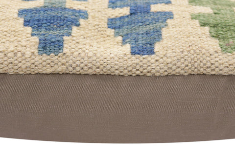 handmade Traditional Pillow Beige Blue Hand-Woven SQUARE 100% WOOL Hand woven turkish pillow2 x 2