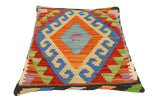 handmade Traditional Pillow Rust Blue Hand-Woven SQUARE 100% WOOL  Hand woven turkish pillow  2 x 2