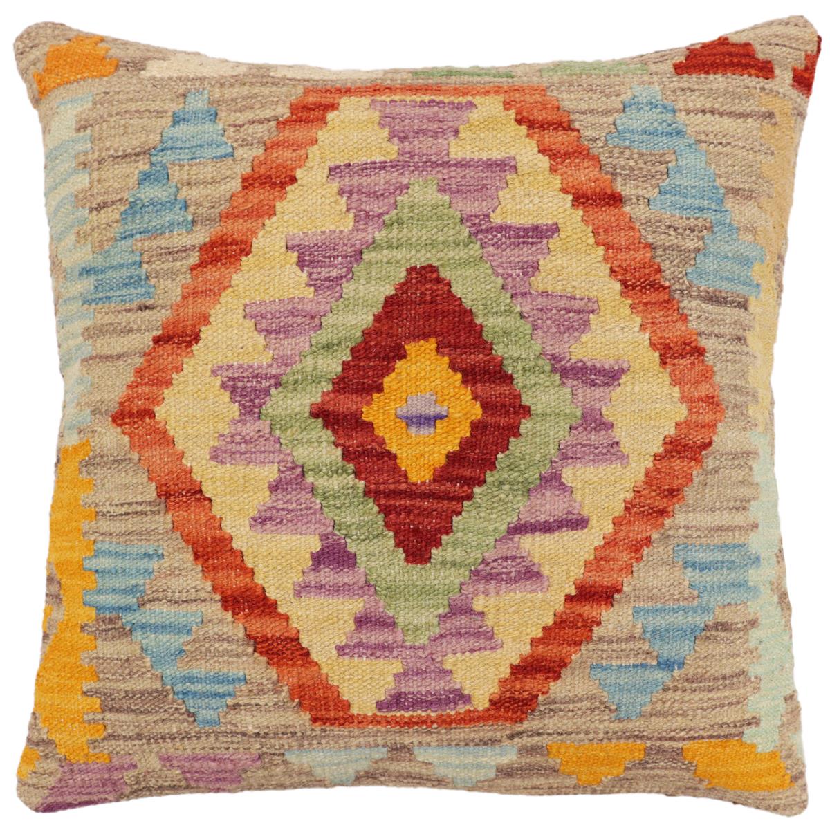 handmade Traditional Pillow Red Blue Hand-Woven SQUARE 100% WOOL Hand woven turkish pillow2 x 2