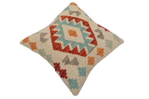 handmade Traditional Pillow Beige Rust Hand-Woven SQUARE 100% WOOL Hand woven turkish pillow2 x 2