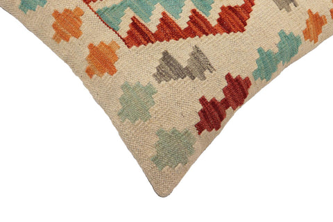 handmade Traditional Pillow Beige Rust Hand-Woven SQUARE 100% WOOL Hand woven turkish pillow2 x 2