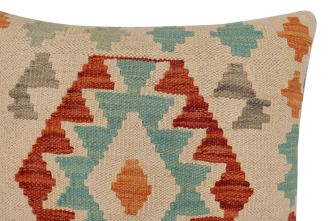 handmade Traditional Pillow Beige Rust Hand-Woven SQUARE 100% WOOL Hand woven turkish pillow2 x 2