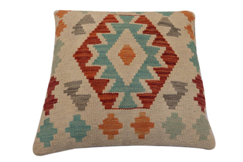 handmade Traditional Pillow Beige Rust Hand-Woven SQUARE 100% WOOL Hand woven turkish pillow2 x 2