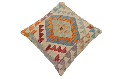 handmade Traditional Pillow Beige Blue Hand-Woven SQUARE 100% WOOL Hand woven turkish pillow2 x 2