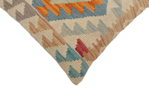 handmade Traditional Pillow Beige Blue Hand-Woven SQUARE 100% WOOL Hand woven turkish pillow2 x 2