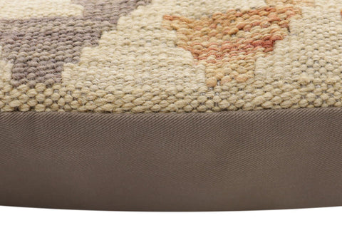 handmade Traditional Pillow Beige Blue Hand-Woven SQUARE 100% WOOL Hand woven turkish pillow2 x 2
