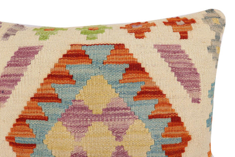 handmade Traditional Pillow Beige Rust Hand-Woven SQUARE 100% WOOL Hand woven turkish pillow2 x 2
