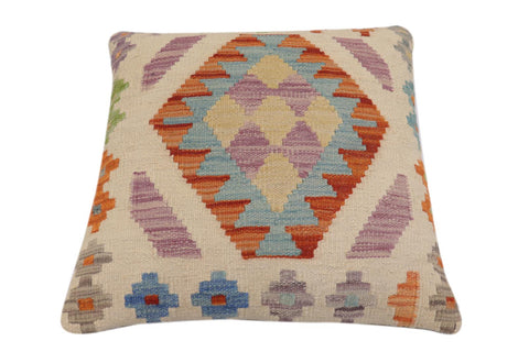 handmade Traditional Pillow Beige Rust Hand-Woven SQUARE 100% WOOL Hand woven turkish pillow2 x 2