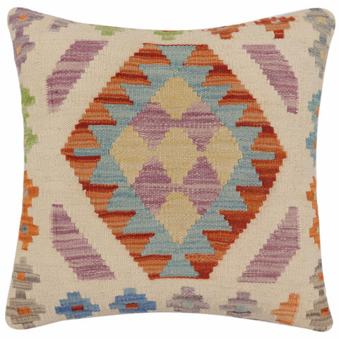 handmade Traditional Pillow Beige Rust Hand-Woven SQUARE 100% WOOL Hand woven turkish pillow2 x 2