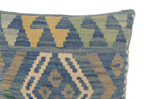 handmade Traditional Pillow Blue Gray Hand-Woven SQUARE 100% WOOL Hand woven turkish pillow2 x 2