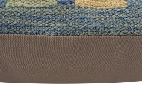 handmade Traditional Pillow Blue Gray Hand-Woven SQUARE 100% WOOL Hand woven turkish pillow2 x 2