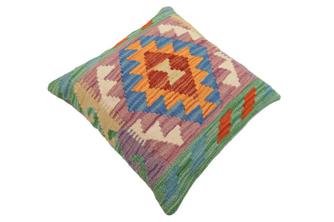 handmade Traditional Pillow Blue Rust Hand-Woven SQUARE 100% WOOL Hand woven turkish pillow2 x 2