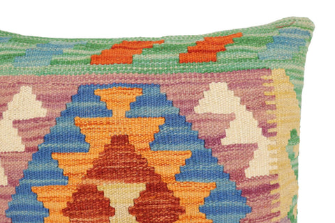 handmade Traditional Pillow Blue Rust Hand-Woven SQUARE 100% WOOL Hand woven turkish pillow2 x 2