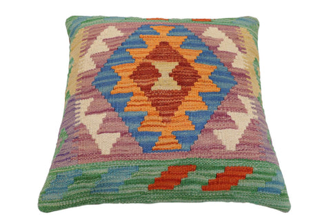 handmade Traditional Pillow Blue Rust Hand-Woven SQUARE 100% WOOL Hand woven turkish pillow2 x 2
