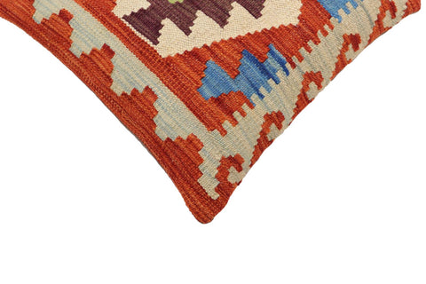 handmade Traditional Pillow Rust Blue Hand-Woven SQUARE 100% WOOL Hand woven turkish pillow2 x 2