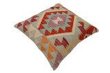handmade Traditional Pillow Blue Rust Hand-Woven SQUARE 100% WOOL  Hand woven turkish pillow  PILLOW