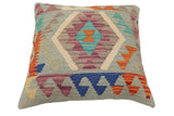 handmade Traditional Pillow Blue Rust Hand-Woven SQUARE 100% WOOL  Hand woven turkish pillow  PILLOW