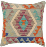 handmade Traditional Pillow Blue Rust Hand-Woven SQUARE 100% WOOL  Hand woven turkish pillow  PILLOW