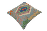 handmade Traditional Pillow Blue Rust Hand-Woven SQUARE 100% WOOL  Hand woven turkish pillow  PILLOW