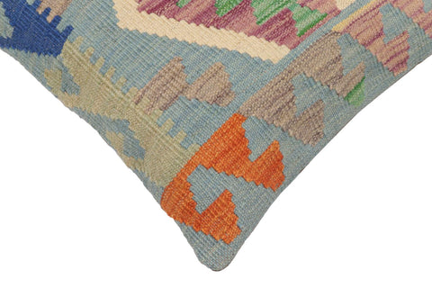 handmade Traditional Pillow Blue Rust Hand-Woven SQUARE 100% WOOL  Hand woven turkish pillow  PILLOW