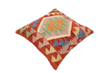 handmade Traditional Pillow Rust Blue Hand-Woven SQUARE 100% WOOL  Hand woven turkish pillow  PILLOW