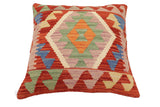 handmade Traditional Pillow Rust Blue Hand-Woven SQUARE 100% WOOL  Hand woven turkish pillow  PILLOW