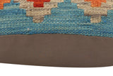 handmade Traditional Pillow Blue Rust Hand-Woven SQUARE 100% WOOL  Hand woven turkish pillow  PILLOW