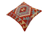 handmade Traditional Pillow Rust Blue Hand-Woven SQUARE 100% WOOL  Hand woven turkish pillow  PILLOW