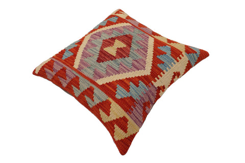 handmade Traditional Pillow Rust Blue Hand-Woven SQUARE 100% WOOL  Hand woven turkish pillow  PILLOW