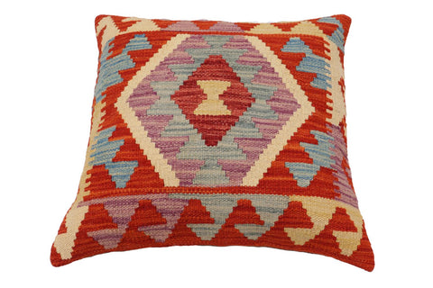 handmade Traditional Pillow Rust Blue Hand-Woven SQUARE 100% WOOL  Hand woven turkish pillow  PILLOW